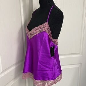 Frederick’s of Hollywood lingerie Aspen Mae satin cami top in purple size L new